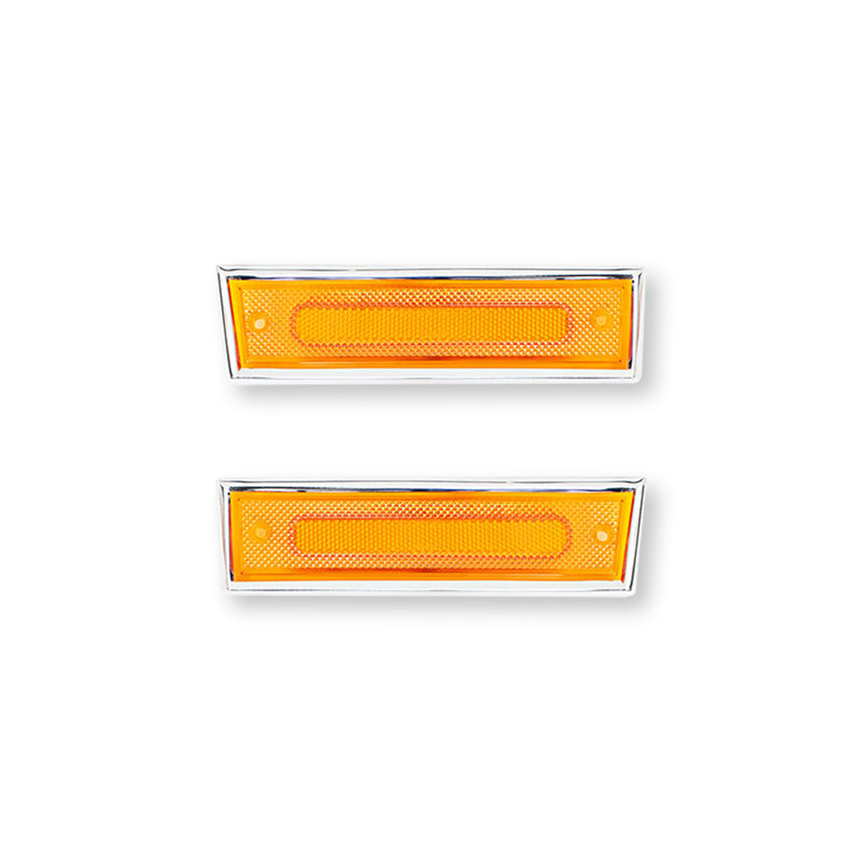 8 Amber LED Dual Function Side Marker With SS Trim For 1981-1987 Chevrolet & GMC Truck Bundle