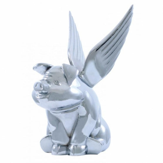 Die-Cast Sitting Pig With Wing Hood Ornament