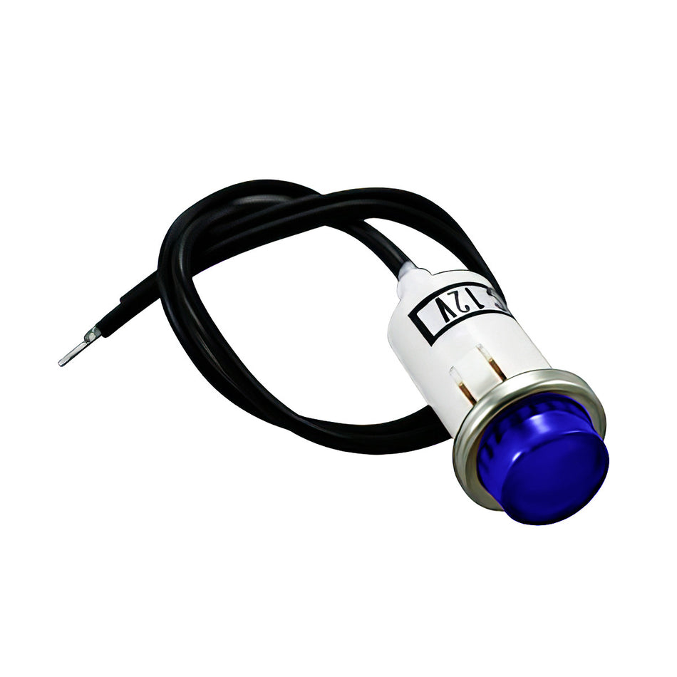 16 Amp 12V Blue Warning Light w/ 1/2" Panel Mount and Leads, 1 Pc.