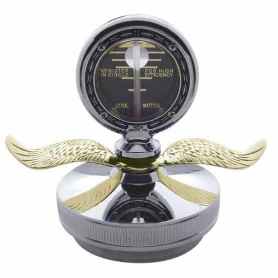 Chrome Aluminum MotoMeter Boyce With Base & Gold Wings