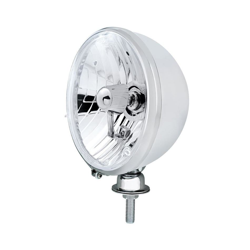 7" Chrome Kingbee Style 12V Headlight With H4 Crystal Halogen Bulbs (Pair)