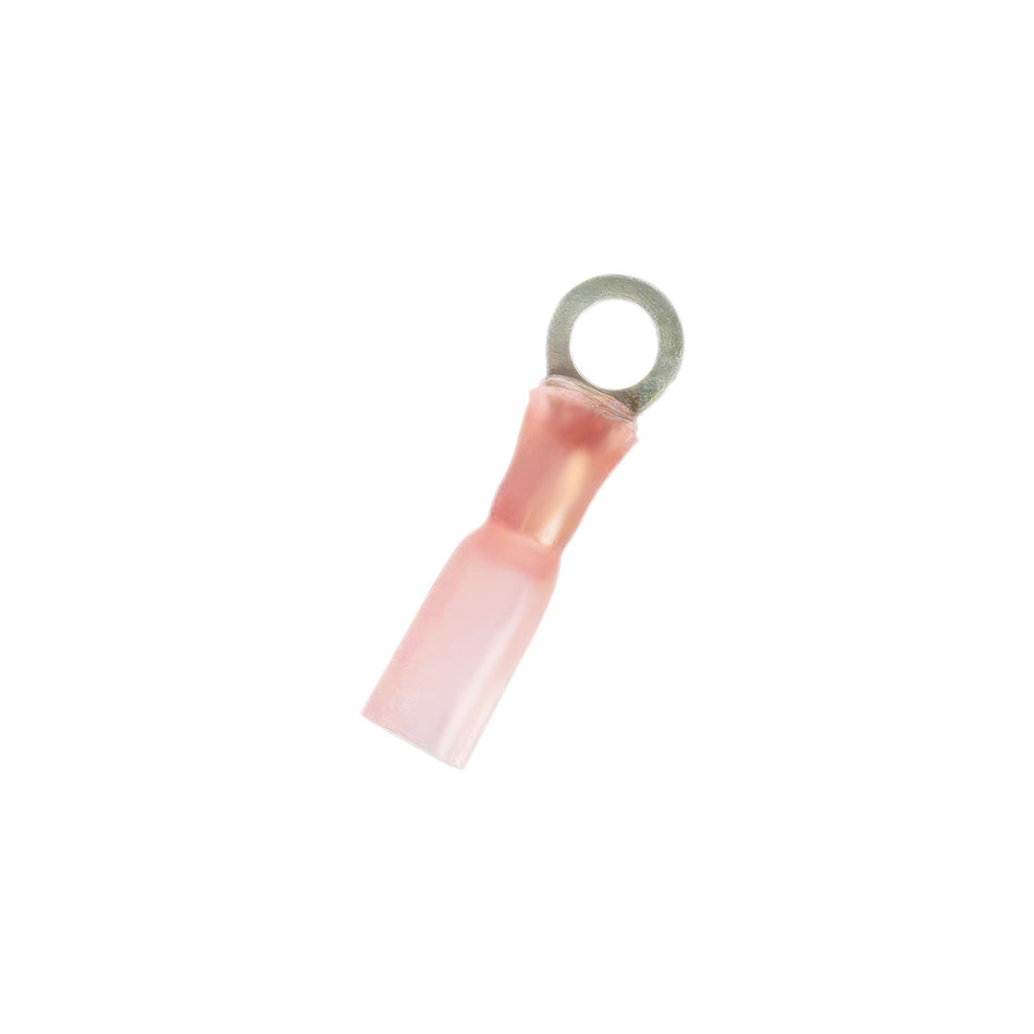 8 AWG #10 Stud CS Heat Shrink Ring Terminal - Pink, 4 Pcs.