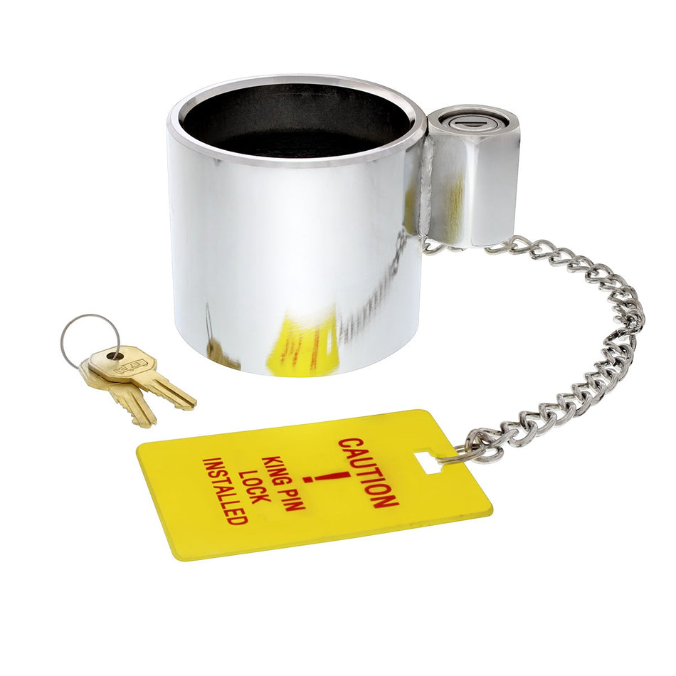Heavy Duty Steel King Pin Lock With 12" Warning Tag For 2" Diameter Kingpin