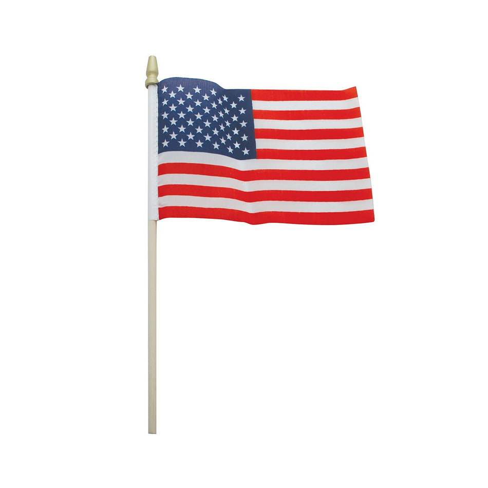U.S.A. Flag With Wooden Post