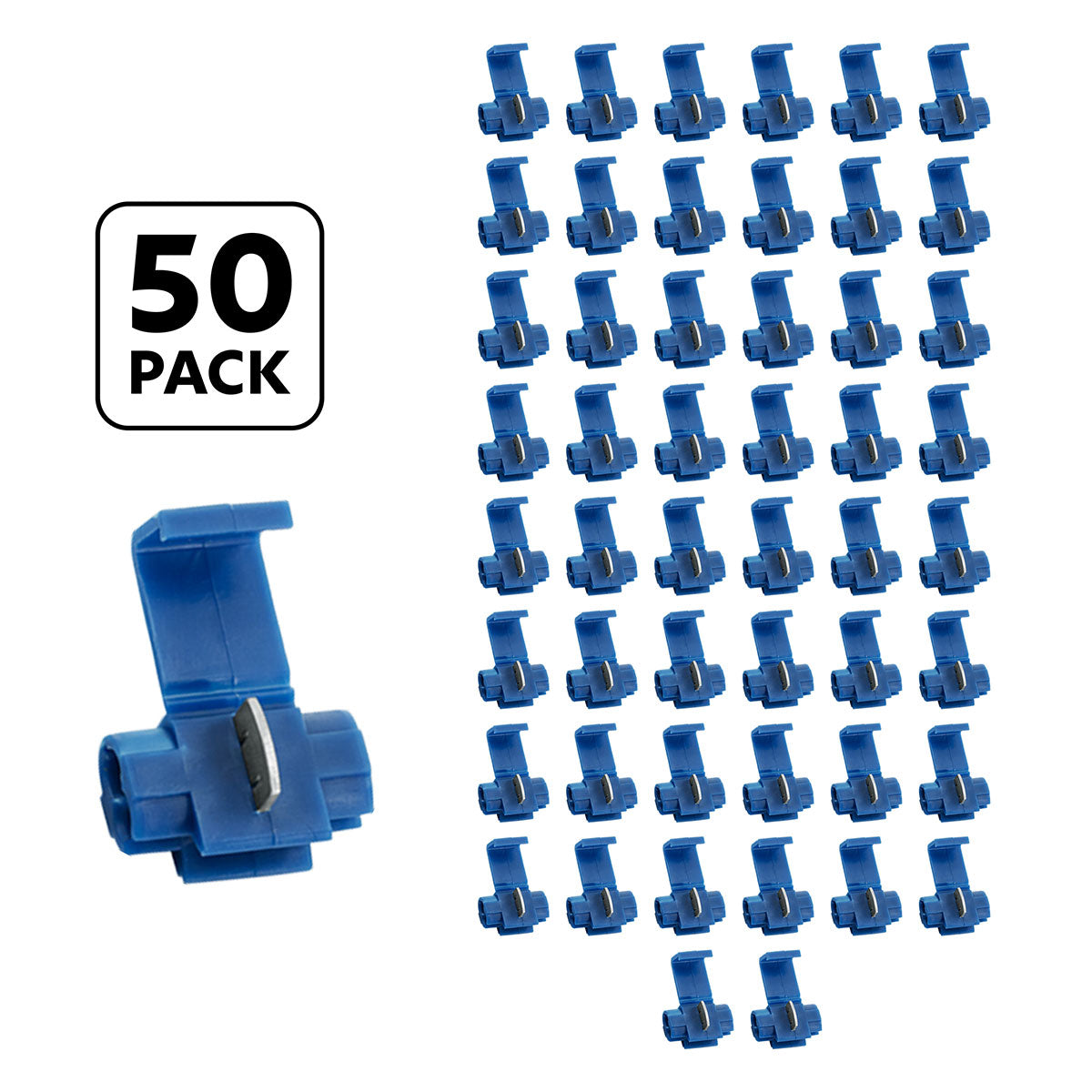 18-14 AWG Blue Snap Lock Tap Splice Connector (50 Pcs/Bag