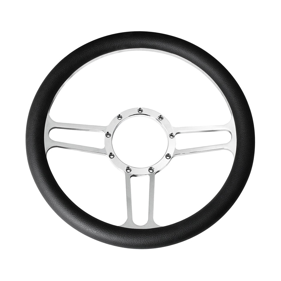 14" Chrome Aluminum 3 Spoke Style 9-Screw Mount "Competition Series" Steering Wheel