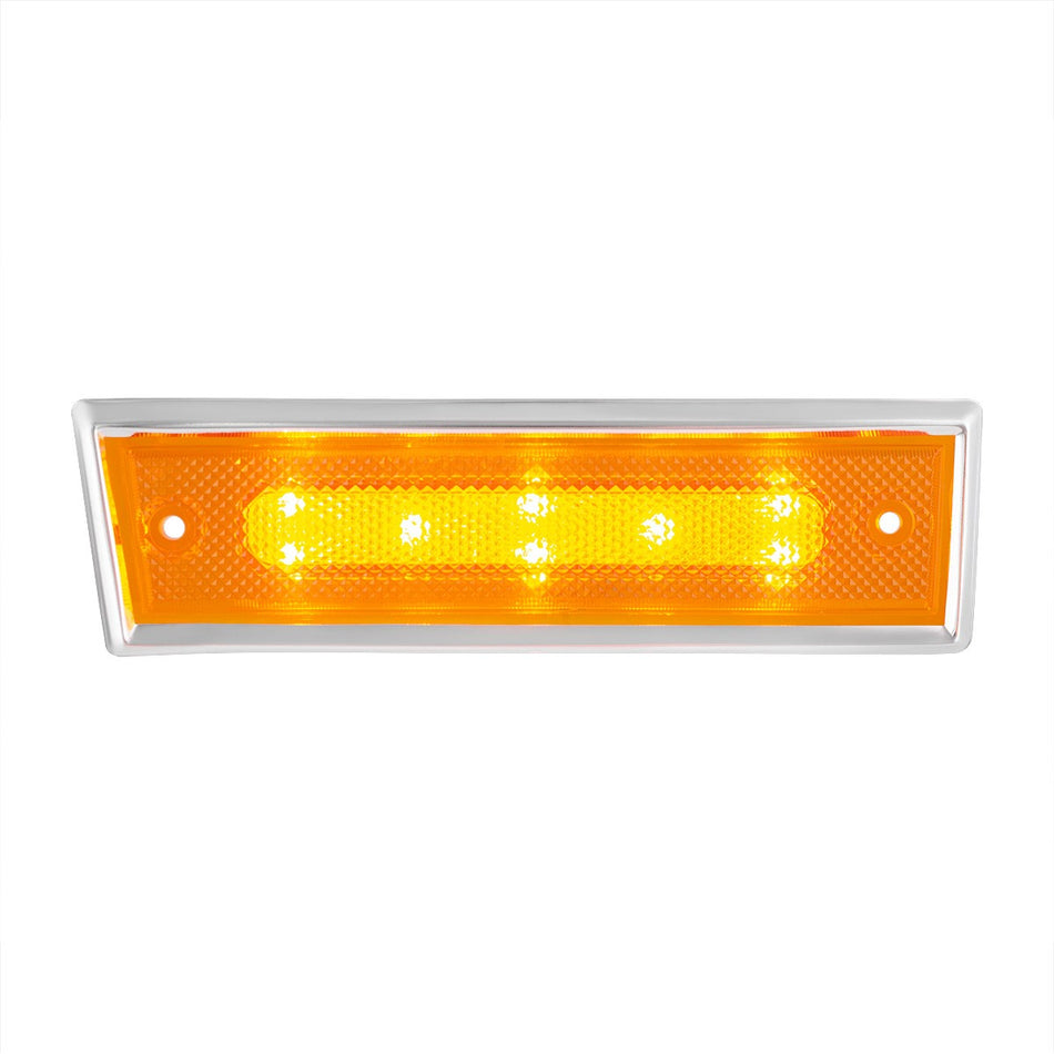 8 Amber LED Dual Function Side Marker With SS Trim For 1981-1987 Chevrolet & GMC Truck