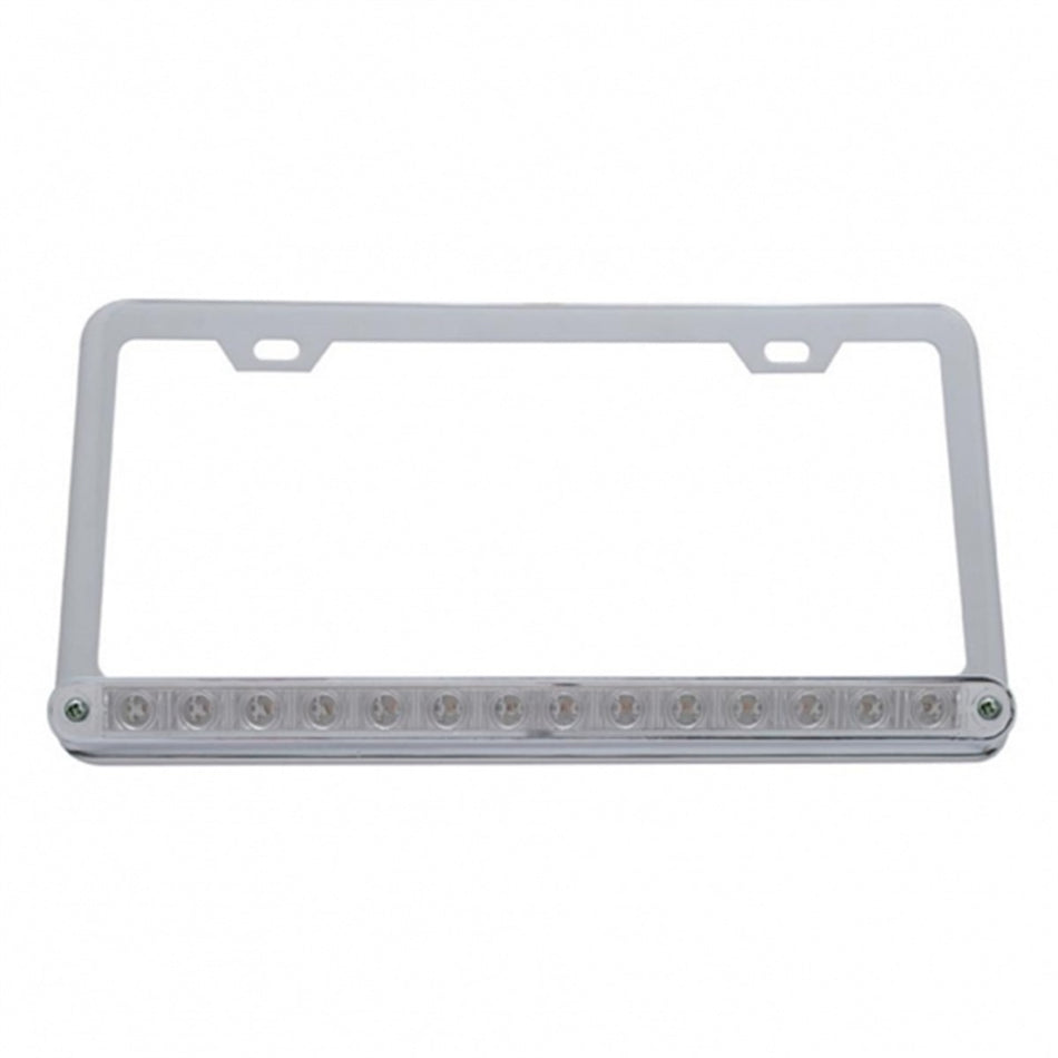 License Plate Frame With 14 LED 12" Light Bar - Chrome